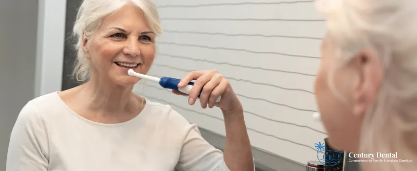CD - Elderly Woman Brushing Teeth 